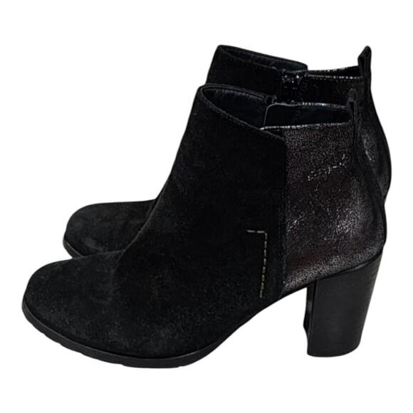 Paul Green rocking ankle boots black suede and metallic leather women's Size 7.5 - Picture 2 of 13